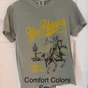 Comfort Colors Kids Cowboy Graphic Tee - Gray and Yellow